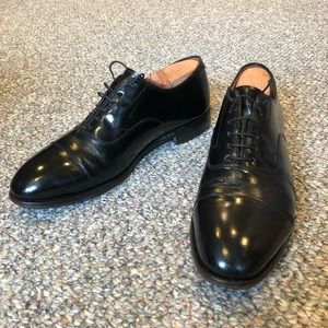 Johnston & Murphy Black Melton Oxfords